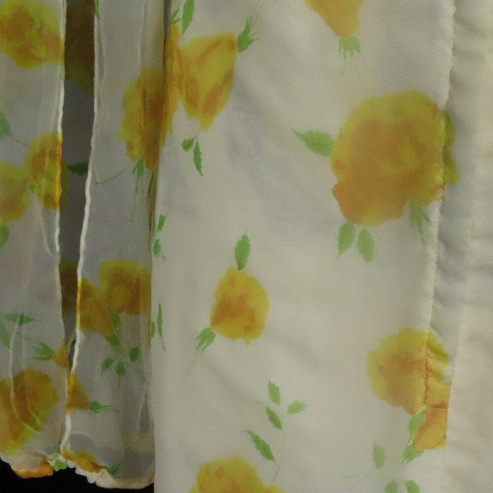 Vintage 70s Yellow Rose Floral Long Split Sleeves Empire Waist Maxi Dress L XL - Picture 11 of 16